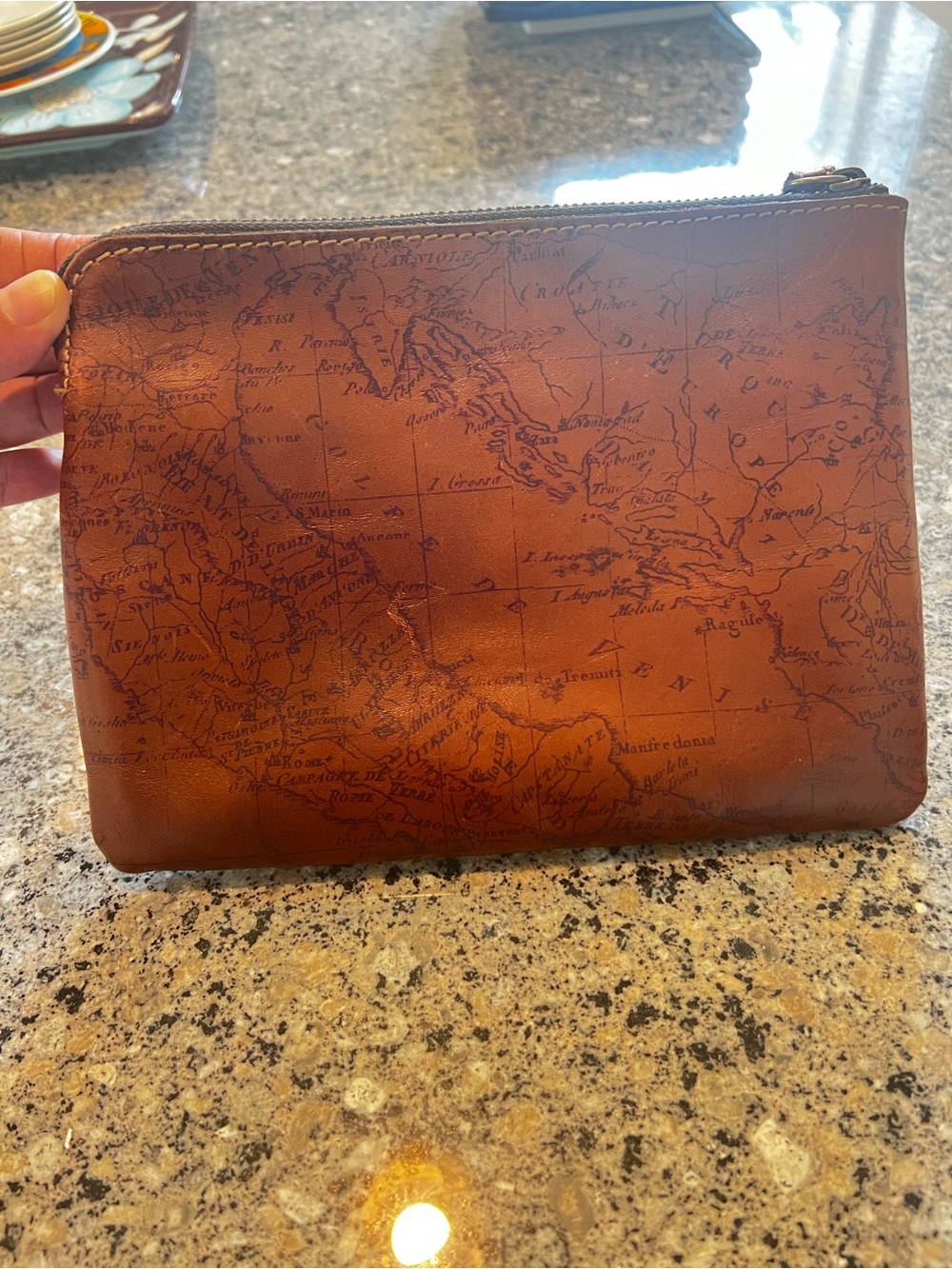 Patricia Nash Leather Wristlet Clutch - Brown